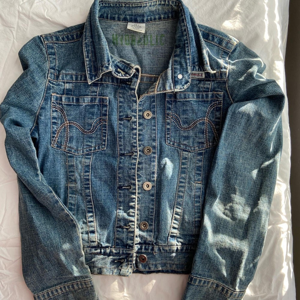 Hydraulic Jeans stretchy cropped denim jacket - Size Large